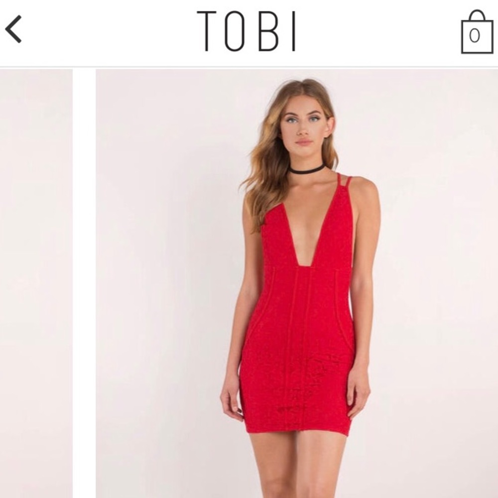 Sexy low cut red Tobi dress